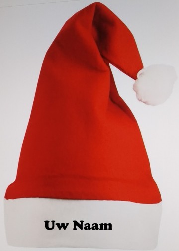 Kerstmuts met naam zwart