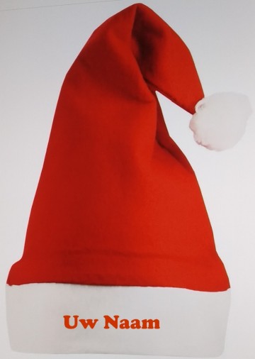 Kerstmuts met naam rood