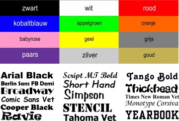 Kleuren opdruk  lettertype sjaals 0